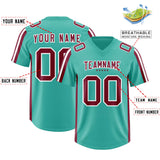 Custom Bright Green Crimson and White Side Stripe Pattern Authentic Football Jersey