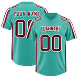Custom Bright Green Crimson and White Side Stripe Pattern Authentic Football Jersey