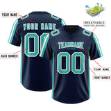 Custom Navy Bright Green and White Side Stripe Pattern Authentic Football Jersey