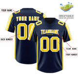 Custom Navy Gold and White Side Stripe Pattern Authentic Football Jersey
