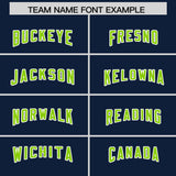 Custom Navy Neon Green and White Side Stripe Pattern Authentic Football Jersey