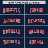 Custom Navy Red and White Side Stripe Pattern Authentic Football Jersey
