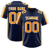 Custom Navy Orange and White Side Stripe Pattern Authentic Football Jersey