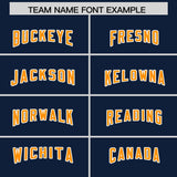 Custom Navy Orange and White Side Stripe Pattern Authentic Football Jersey