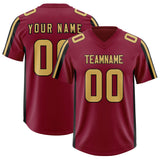 Custom Cardinal Black and White Side Stripe Pattern Authentic Football Jersey