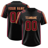 Custom Black Cardinal and Old Gold Side Stripe Pattern Authentic Football Jersey