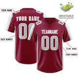 Custom Cardinal Gray and White Side Stripe Pattern Authentic Football Jersey