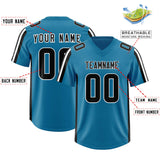Custom Panther Blue Black and White Side Stripe Pattern Authentic Football Jersey