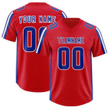 Custom Red Royal and White Side Stripe Pattern Authentic Football Jersey