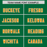 Custom Kelly Green Gold Orange and White Side Stripe Pattern Authentic Football Jersey