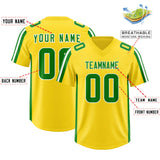 Custom Gold Kelly Green and White Side Stripe Pattern Authentic Football Jersey