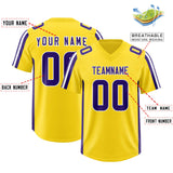 Custom Gold Purple and White Side Stripe Pattern Authentic Football Jersey
