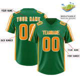 Custom Kelly Green Gold Orange and White Side Stripe Pattern Authentic Football Jersey