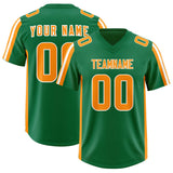 Custom Kelly Green Gold Orange and White Side Stripe Pattern Authentic Football Jersey