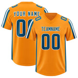 Custom Orange Panther Blue and White Side Stripe Pattern Authentic Football Jersey