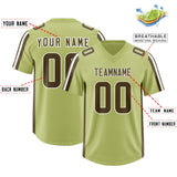 Custom Champagne Olive and White Side Stripe Pattern Authentic Football Jersey