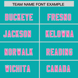 Custom Aqua Pink and White Side Stripe Pattern Authentic Football Jersey