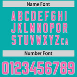 Custom Aqua Pink and White Side Stripe Pattern Authentic Football Jersey