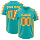 Custom Aqua Orange and White Side Stripe Pattern Authentic Football Jersey