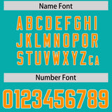 Custom Aqua Orange and White Side Stripe Pattern Authentic Football Jersey