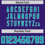 Custom Purple Aqua and White Side Stripe Pattern Authentic Football Jersey