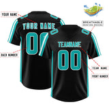 Custom Black Aqua and White Side Stripe Pattern Authentic Football Jersey