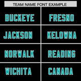 Custom Black Aqua and White Side Stripe Pattern Authentic Football Jersey