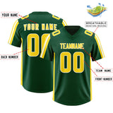 Custom Green Gold and White Side Stripe Pattern Authentic Football Jersey