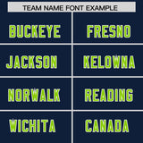 Custom Navy Neon Green and White Side Stripe Pattern Authentic Football Jersey