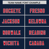 Custom Navy Red and White Side Stripe Pattern Authentic Football Jersey