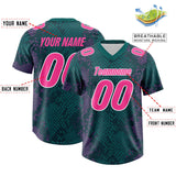 Custom Aqua Personalized Snakeskin Graffiti Pattern Authentic Football Jersey