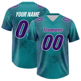 Custom Aqua Personalized Snakeskin Graffiti Pattern Authentic Football Jersey