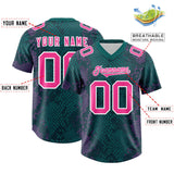 Custom Aqua Personalized Snakeskin Graffiti Pattern Authentic Football Jersey