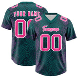 Custom Aqua Personalized Snakeskin Graffiti Pattern Authentic Football Jersey