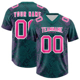 Custom Aqua Personalized Snakeskin Graffiti Pattern Authentic Football Jersey