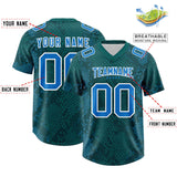 Custom Aqua Personalized Snakeskin Graffiti Pattern Authentic Football Jersey