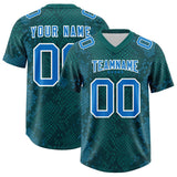 Custom Aqua Personalized Snakeskin Graffiti Pattern Authentic Football Jersey