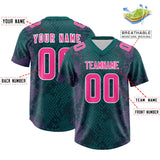 Custom Aqua Personalized Snakeskin Graffiti Pattern Authentic Football Jersey