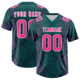 Custom Aqua Personalized Snakeskin Graffiti Pattern Authentic Football Jersey