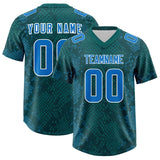 Custom Aqua Personalized Snakeskin Graffiti Pattern Authentic Football Jersey
