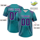 Custom Aqua Personalized Snakeskin Graffiti Pattern Authentic Football Jersey