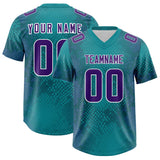 Custom Aqua Personalized Snakeskin Graffiti Pattern Authentic Football Jersey