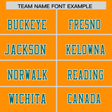 Custom Gold Orange Aqua Personalized Shoulder Cut Two-Tone Authentic Football Jersey