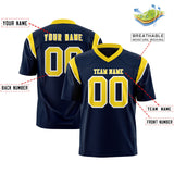 Custom Navy Gold Personalized Shoulder Cut Two-Tone Authentic Football Jersey