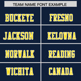 Custom Navy Gold Personalized Shoulder Cut Two-Tone Authentic Football Jersey