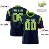 Custom Navy Neon Green Personalized Shoulder Cut Two-Tone Authentic Football Jersey
