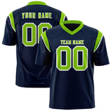 Custom Navy Neon Green Personalized Shoulder Cut Two-Tone Authentic Football Jersey