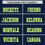 Custom Navy Neon Green Personalized Shoulder Cut Two-Tone Authentic Football Jersey