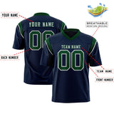 Custom Navy Green Personalized Shoulder Cut Two-Tone Authentic Football Jersey