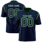 Custom Navy Green Personalized Shoulder Cut Two-Tone Authentic Football Jersey